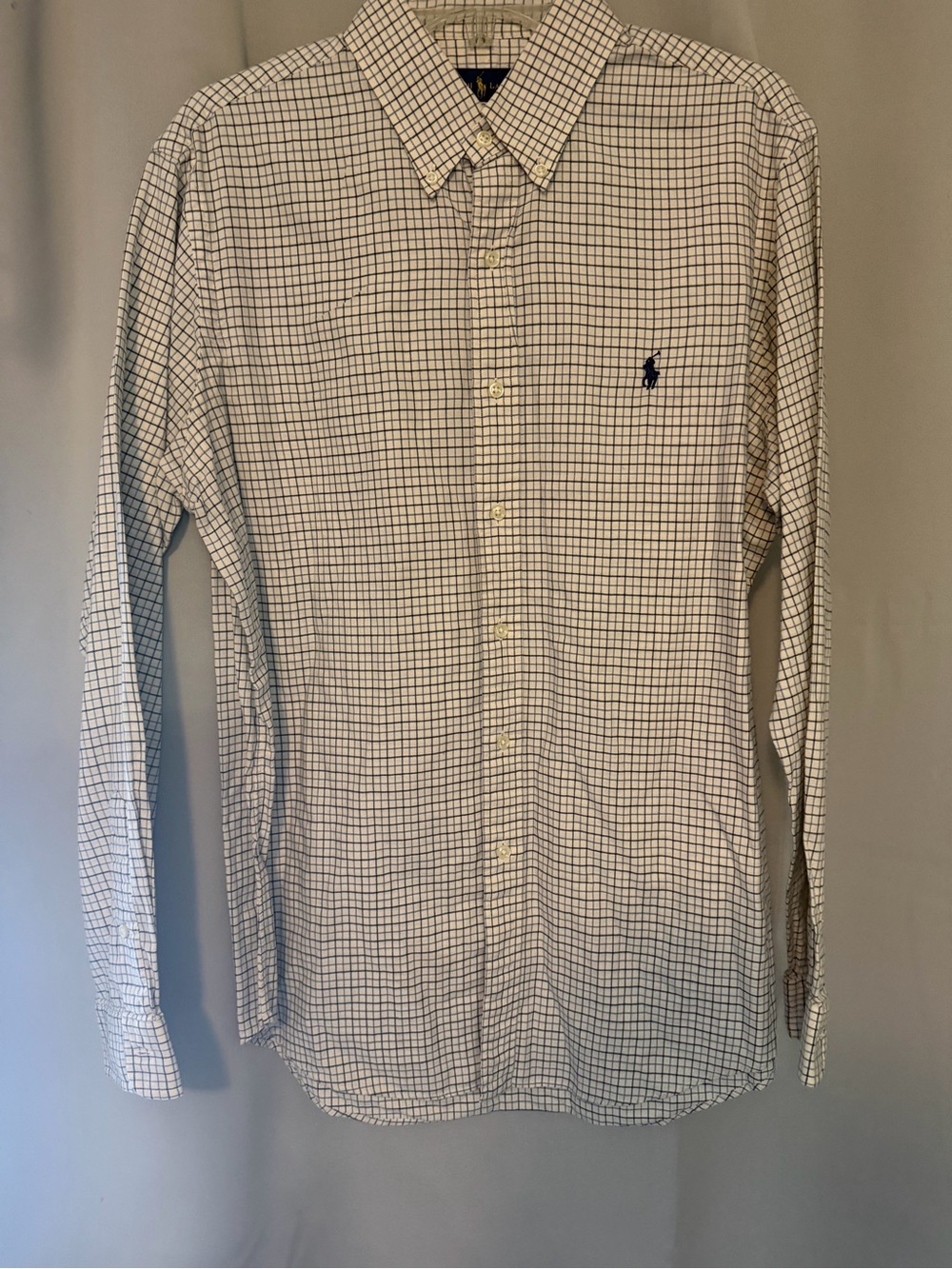 Ralph Lauren White and Navy Grid Button-Down Shirt